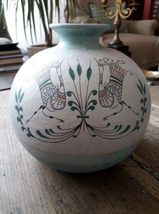 Vase vintage rond en céramique italienne