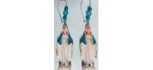 Boucles d'oreilles vierge Marie, statuettes résine et perles