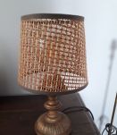 Lampe vintage métallique et abat-jour canné