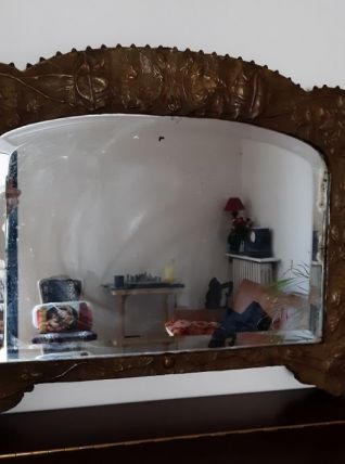 Miroir laiton repoussé