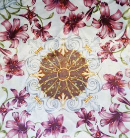 Foulard polyester décor fleurs de lys 