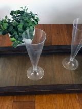 Plateau vintage style Art Deco bois et verre