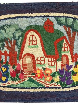 Tapis ancien Américain Hooked fait main, 1C24