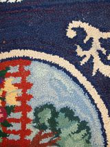 Tapis ancien Américain Hooked fait main, 1C24