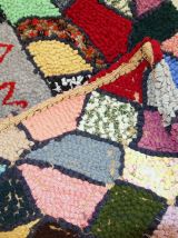 Tapis vintage Américain Hooked fait main, 1C63