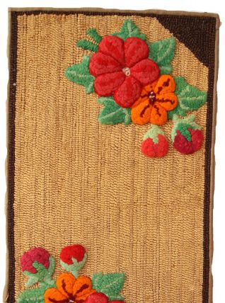 Tapis ancien Américain Hooked fait main, 1C121