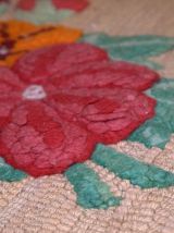 Tapis ancien Américain Hooked fait main, 1C121