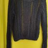 Pull en maille filet ajouré bohème bleu marin femme taille36