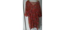 Robe imprimée oiseaux orange corail jaune  femme taille40/42