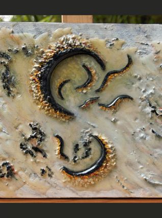 Peinture originale en relief composée de petites créatures 