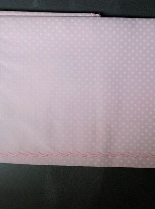 Drap Percale Lysdrap vintage rose pâle à plumetis blanc – li
