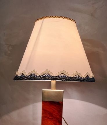 lampe laiton et resine ambré   1970  type deluxe  40x22 trac