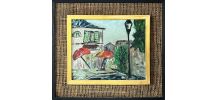 La petite place , huile sur carton entoilé