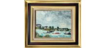 Bord de mer Huile sur carton