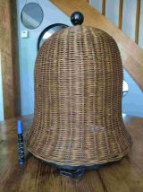 Grande suspension en osier vintage