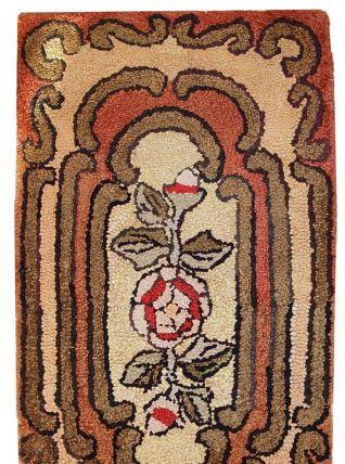 Tapis ancien Américain Hooked fait main, 1C335