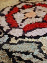 Tapis ancien Américain Hooked fait main, 1C335