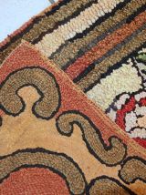 Tapis ancien Américain Hooked fait main, 1C335