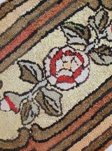 Tapis ancien Américain Hooked fait main, 1C335