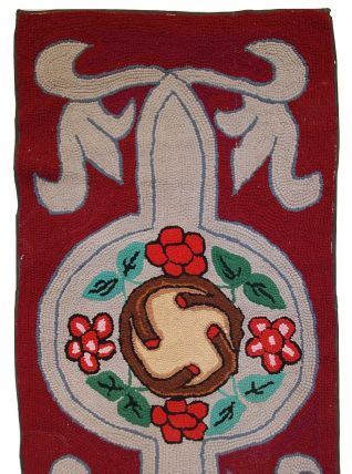 Tapis ancien Américain Hooked fait main, 1C341