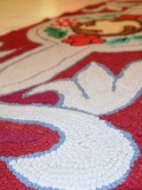 Tapis ancien Américain Hooked fait main, 1C341