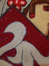 Tapis ancien Américain Hooked fait main, 1C341