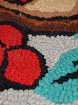 Tapis ancien Américain Hooked fait main, 1C341