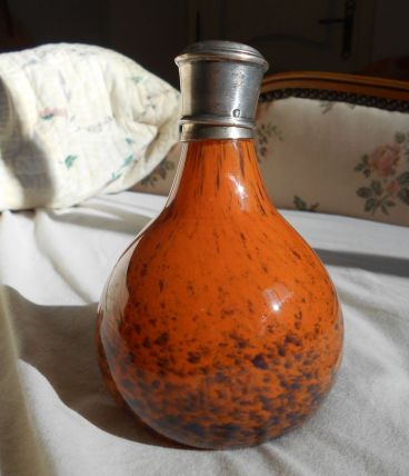 FLACON VASE MULATY SIGNE 1930 ART DECO MARRON ORANGE 