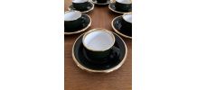 6 tasses à café bistrot anciennes vert empire