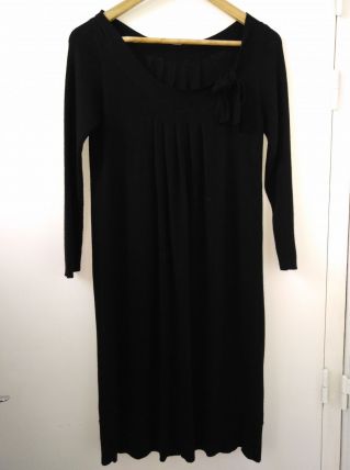 Robe pull noire manches longues décolleté plissé taille36/38