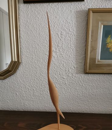 Jolie statuette en bois OISEAU vintage 54 cm