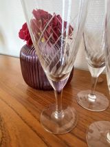 Set de 4 Flûtes à champagne en verre gravé 10 cl