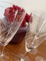 Set de 4 Flûtes à champagne en verre gravé 10 cl