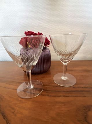 Set de 2 verres à eau en verre gravé 14 cl