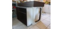 A SAISIR  5 Meubles de cuisine vintage année 80. Blanc/ bois