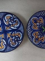 5 petites assiettes en céramique  peintes à la main