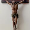 Magnifique Christ en croix, polychrome, du 17e siecle