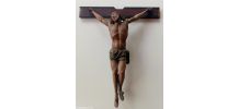 Magnifique Christ en croix, polychrome, du 17e siecle