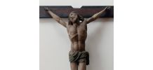 Magnifique Christ en croix, polychrome, du 17e siecle