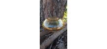 Grand globe vintage en verre jaune ocre