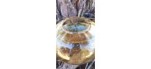 Grand globe vintage en verre jaune ocre