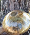 Grand globe vintage en verre jaune ocre