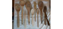 lot cuillère et ustensiles en bois de cuisine 