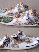 2 belles bouquetières anciennes en faïence fine de Rouen
