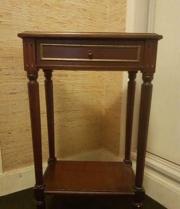 Console bois avec plateau cuir