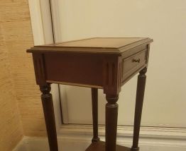 Console bois avec plateau cuir