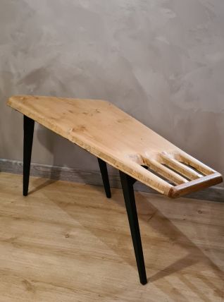 table basse scadinave en forme libre en pin massif collé  no