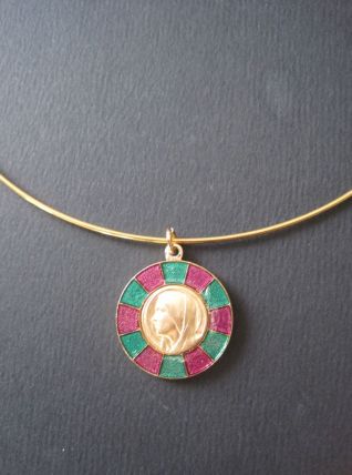 Tour du cou avec Médaille vierge Marie Médaille ronde Vierge