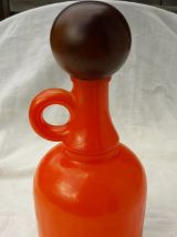 Bouteille en verre orange à whisky / Déco art de la table