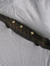 Ancien crocodile bois sculpté / Déco vintage